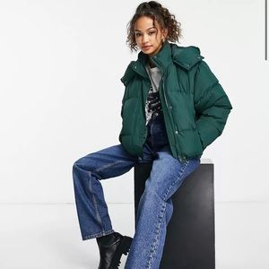 ASOS Green cropped Puffer Jacked Size Large